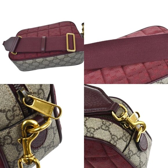 GUCCI Marmont GG Pattern Shoulder Bag Supreme Leather Canvas Brown Red - Picture 9 of 15